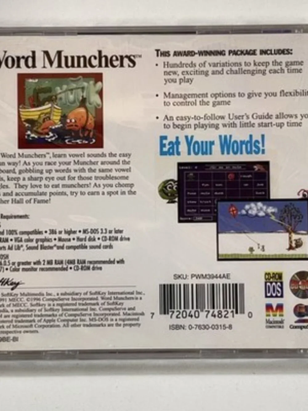 VTG Word Munchers (PC/Mac, 1996) MECC SoftKey Educational CD-ROM NEW SEALED!